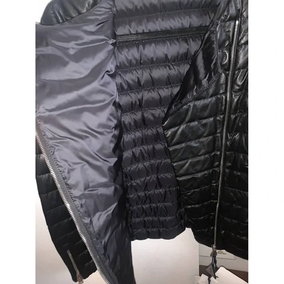 MONCLER BLACK MOTO JACKET WOMENS XL NEW W/TAGS - Picture 2 of 6